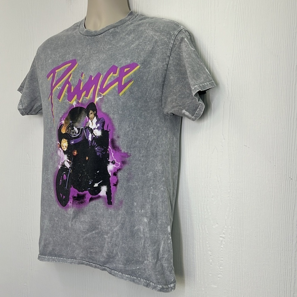 The Prince Estate - Prince Motorcycle Graphic Grey& White Tie Dye Shirt SZ M - Picture 5 of 8